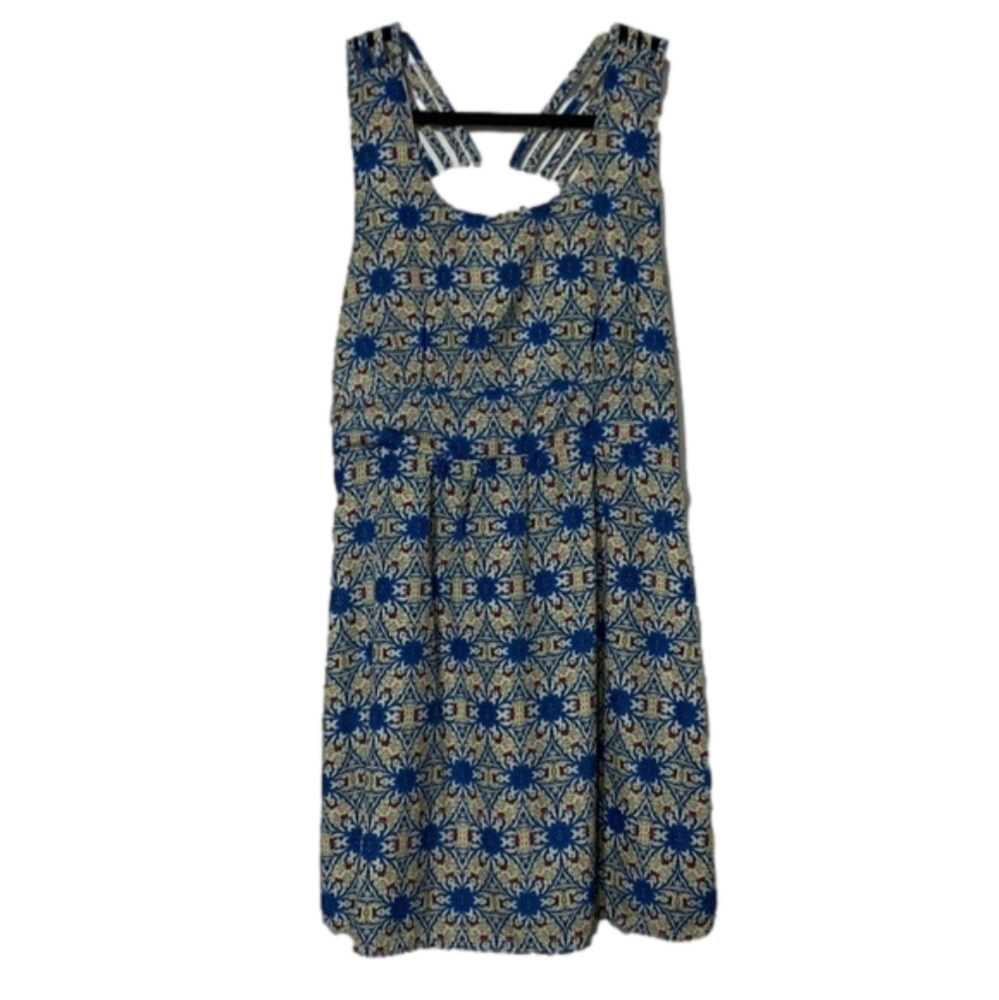Paper Crane Blue and Beige Midi Dress